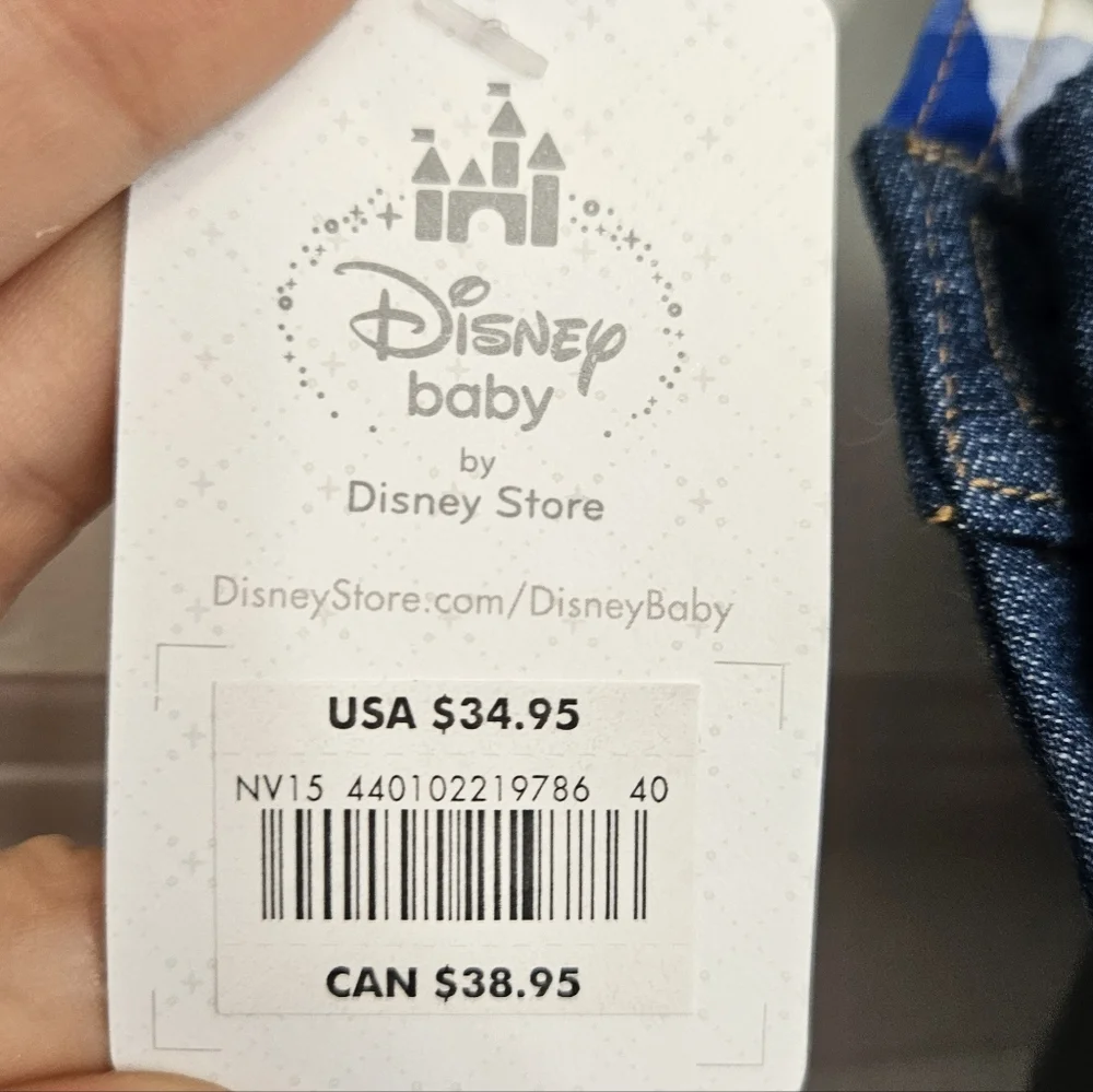 Disney Mickey Mouse Blue Denim Overalls + Shirt Baby Kids New 18-24M